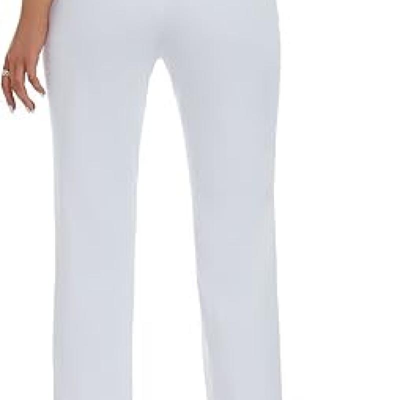 Women's Stretchy Straight Leg Dress Work Pants Business Office Casual Slacks with Pockets