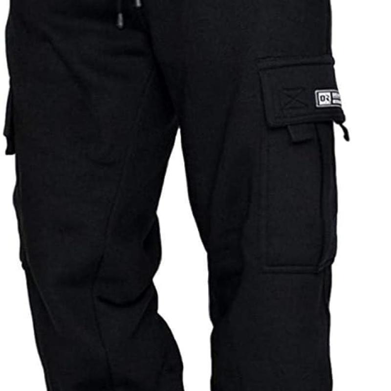 Men's Cargo Sweatpants Casual Fleece Joggers Loose Fit Open Bottom Athletic Pants for Men with Pockets