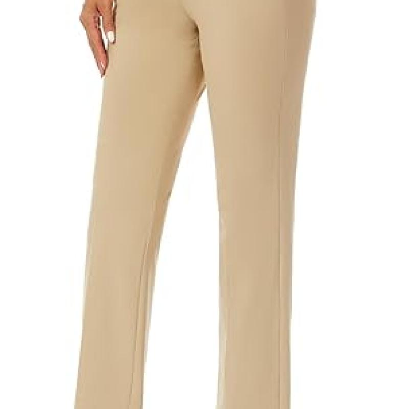 Women's Stretchy Straight Leg Dress Work Pants Business Office Casual Slacks with Pockets