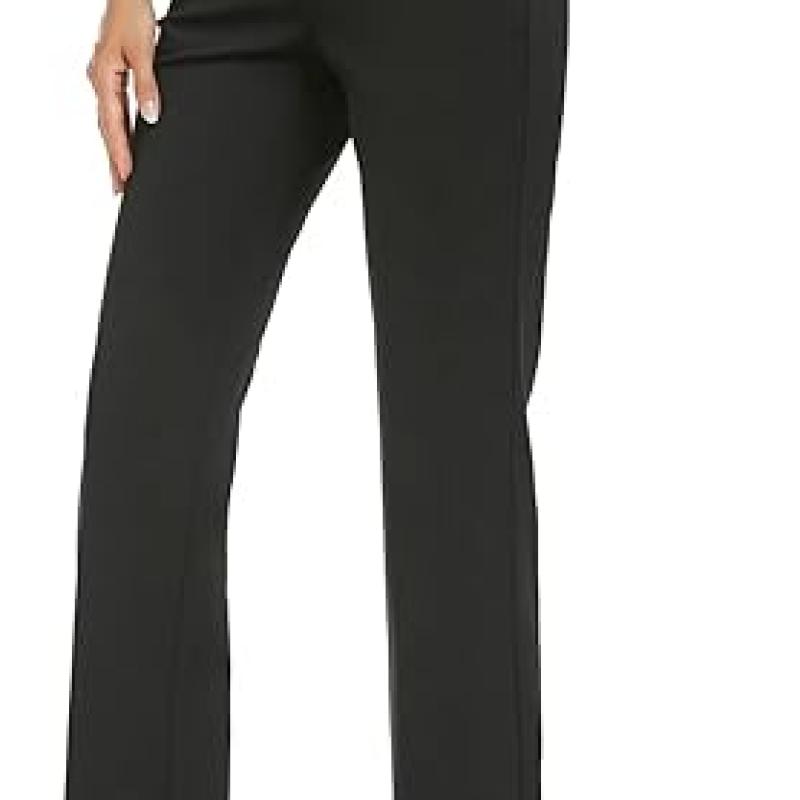 Women's Stretchy Straight Leg Dress Work Pants Business Office Casual Slacks with Pockets