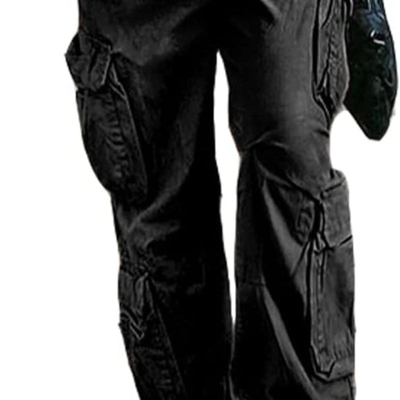 Women's High Rise Straight Leg Y2K Streetwear Cargo Pants Baggy Boyfriend Pants with Pocket