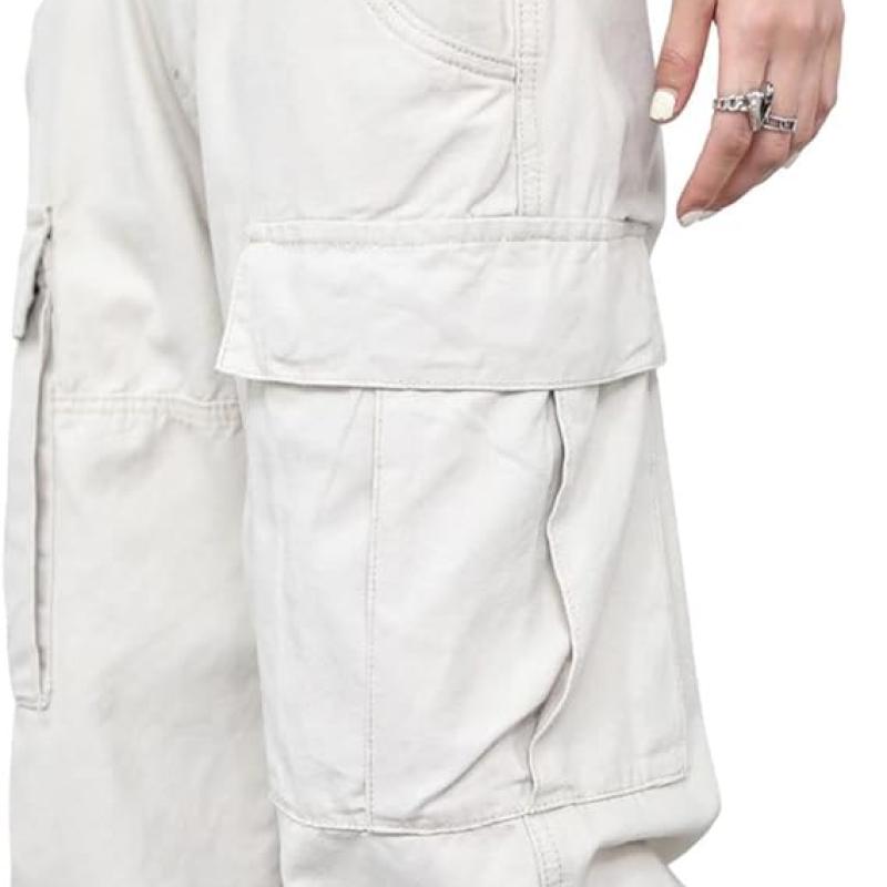 Women Cargo Pants Baggy Y2K Clothing Multi Pockets High Waist Loose Straight Leg Pants Vintage Grunge Aesthetic Clothes