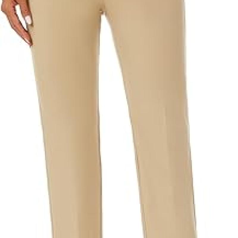 Women's Stretchy Straight Leg Dress Work Pants Business Office Casual Slacks with Pockets