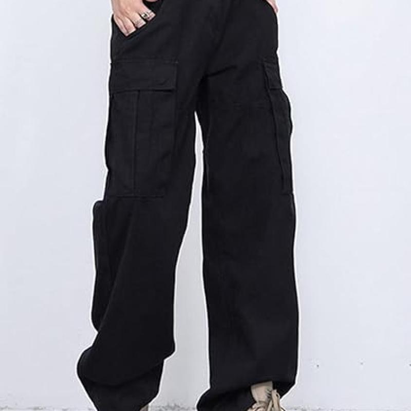 Women Cargo Pants Baggy Y2K Clothing Multi Pockets High Waist Loose Straight Leg Pants Vintage Grunge Aesthetic Clothes