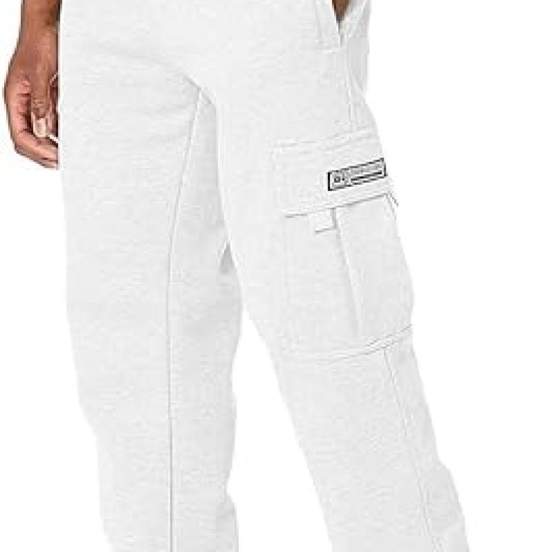 Men's Cargo Sweatpants Casual Fleece Joggers Loose Fit Open Bottom Athletic Pants for Men with Pockets