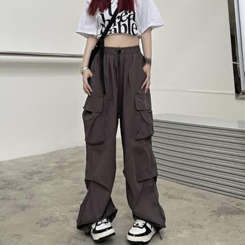 Women Cargo Pants Baggy Y2K Clothing Multi Pockets High Waist Loose Straight Leg Pants Vintage Grunge Aesthetic Clothes