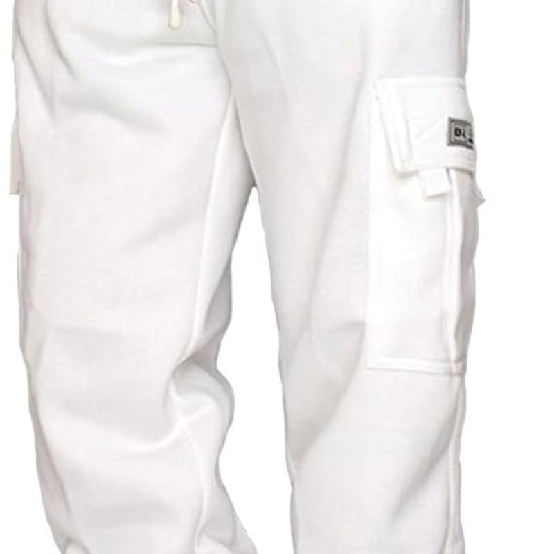 Men's Cargo Sweatpants Casual Fleece Joggers Loose Fit Open Bottom Athletic Pants for Men with Pockets