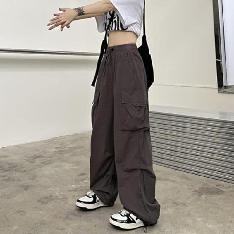 Women Cargo Pants Baggy Y2K Clothing Multi Pockets High Waist Loose Straight Leg Pants Vintage Grunge Aesthetic Clothes