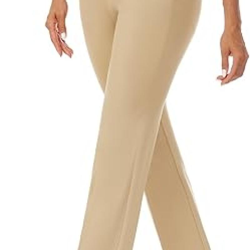 Women's Stretchy Straight Leg Dress Work Pants Business Office Casual Slacks with Pockets