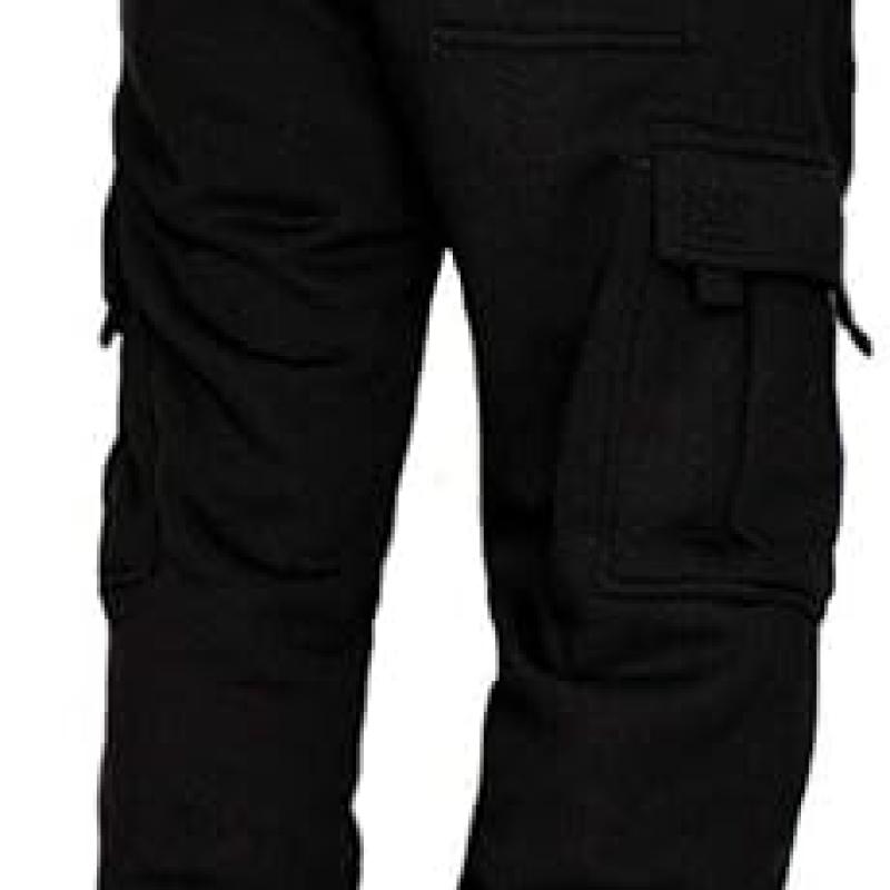 Men's Cargo Sweatpants Casual Fleece Joggers Loose Fit Open Bottom Athletic Pants for Men with Pockets