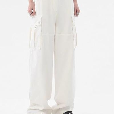 Women Cargo Pants Baggy Y2K Clothing Multi Pockets High Waist Loose Straight Leg Pants Vintage Grunge Aesthetic Clothes