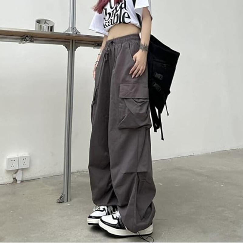 Women Cargo Pants Baggy Y2K Clothing Multi Pockets High Waist Loose Straight Leg Pants Vintage Grunge Aesthetic Clothes