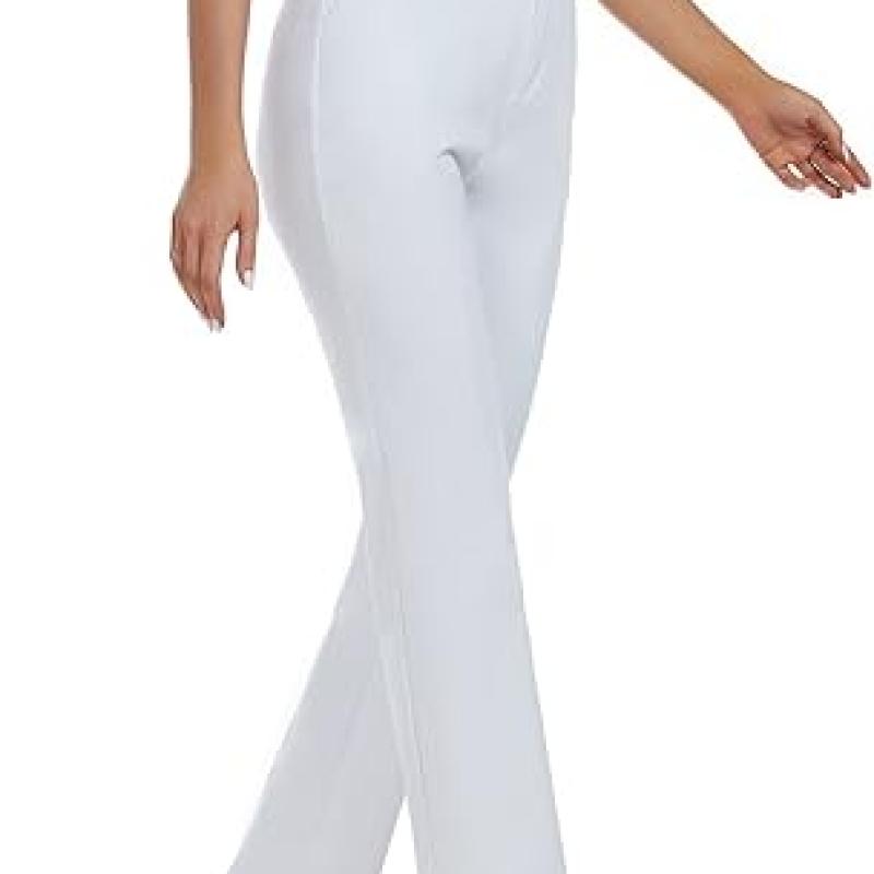 Women's Stretchy Straight Leg Dress Work Pants Business Office Casual Slacks with Pockets