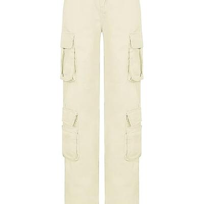 Women's High Rise Straight Leg Y2K Streetwear Cargo Pants Baggy Boyfriend Pants with Pocket