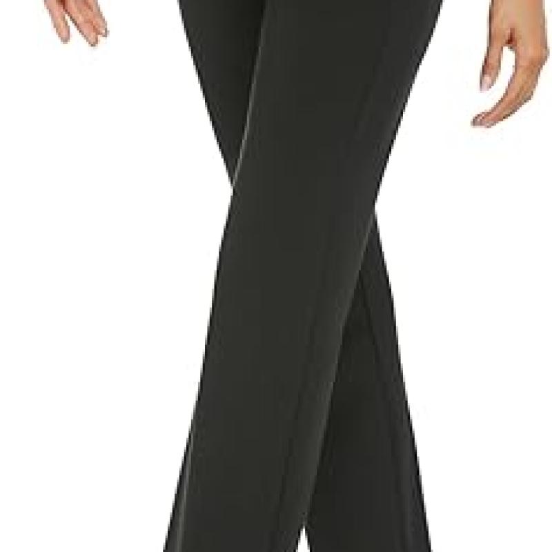 Women's Stretchy Straight Leg Dress Work Pants Business Office Casual Slacks with Pockets