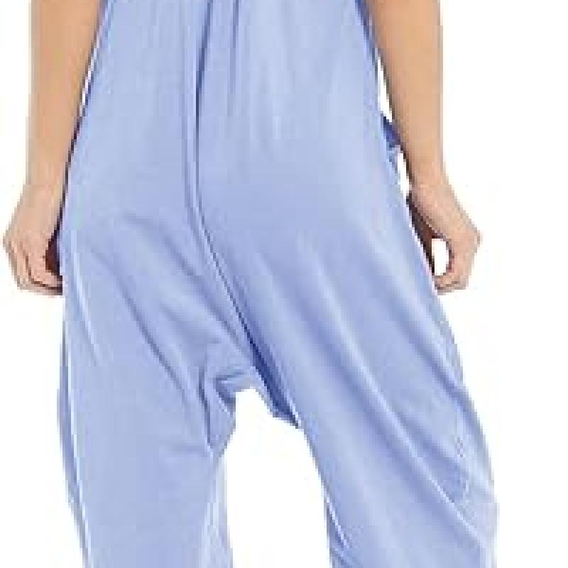 Womens Casual Sleeveless Jumpsuits Spaghetti Strap Loose Romper Long Pants with Pockets
