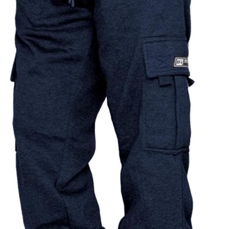 Men's Cargo Sweatpants Casual Fleece Joggers Loose Fit Open Bottom Athletic Pants for Men with Pockets