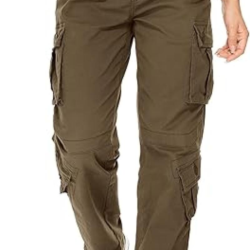 Womens Cargo Army Combat Work Pants with 8 Pockets Casual Cotton Ripstop Construction Pants