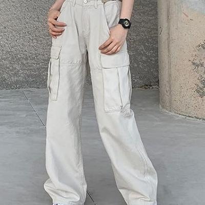 Women Cargo Pants Baggy Y2K Clothing Multi Pockets High Waist Loose Straight Leg Pants Vintage Grunge Aesthetic Clothes