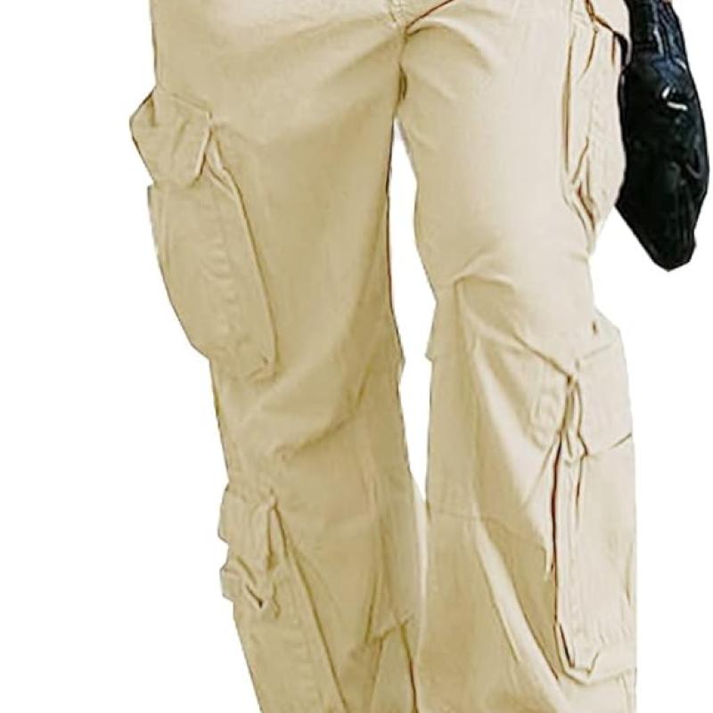 Women's High Rise Straight Leg Y2K Streetwear Cargo Pants Baggy Boyfriend Pants with Pocket