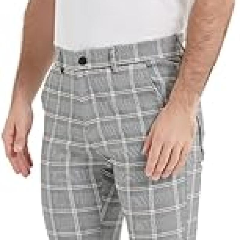 Men's Plaid Pants Skinny Dress Pants for Men Skinny Chino Pants Men