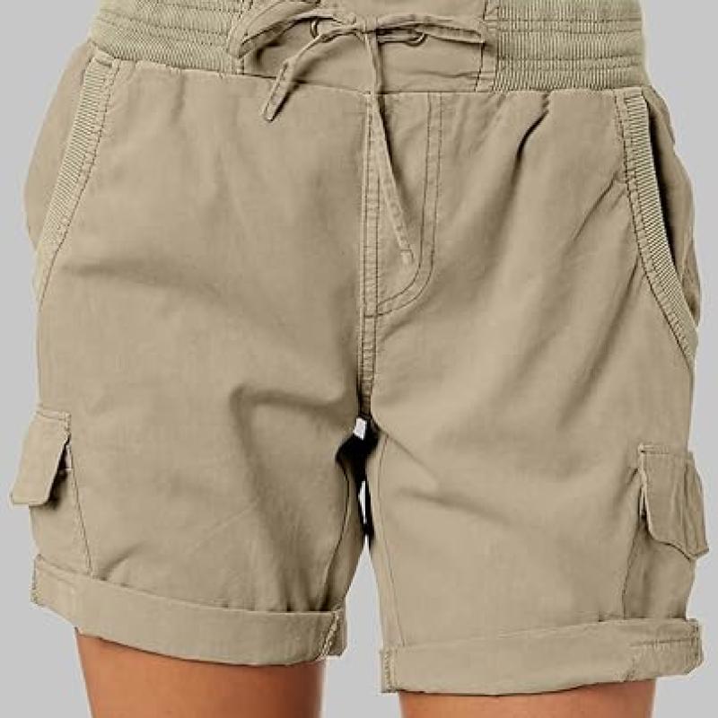 Womens Relaxed Fit High Waist Casual 4 Pocketed 2025 Hiking Outdoor Summer Shorts S-XL