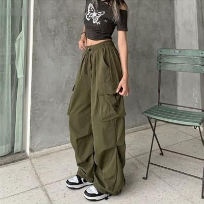 Women Cargo Pants Baggy Y2K Clothing Multi Pockets High Waist Loose Straight Leg Pants Vintage Grunge Aesthetic Clothes