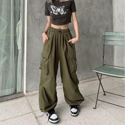 Women Cargo Pants Baggy Y2K Clothing Multi Pockets High Waist Loose Straight Leg Pants Vintage Grunge Aesthetic Clothes