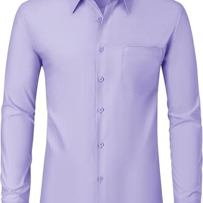 Men's Dress Shirts Wrinkle Free Long Sleeve Formal Shirt Solid Business Casual Wedding Button Down Shirts with Pocket