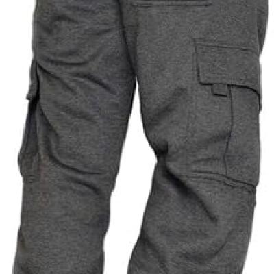 Men's Cargo Sweatpants Casual Fleece Joggers Loose Fit Open Bottom Athletic Pants for Men with Pockets