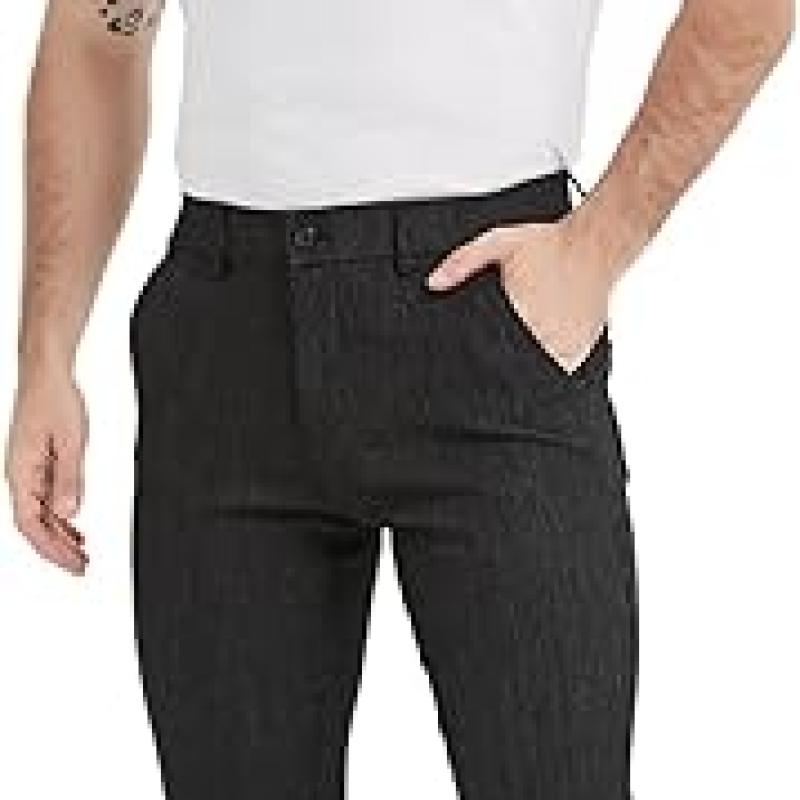 Men's Plaid Pants Skinny Dress Pants for Men Skinny Chino Pants Men