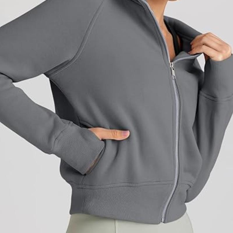 Womens Zip Up Hoodies Jackets Cropped Sweatshirts Fleece Fall Outfits Casual Comfy Y2k Tops Winter Clothes 2030