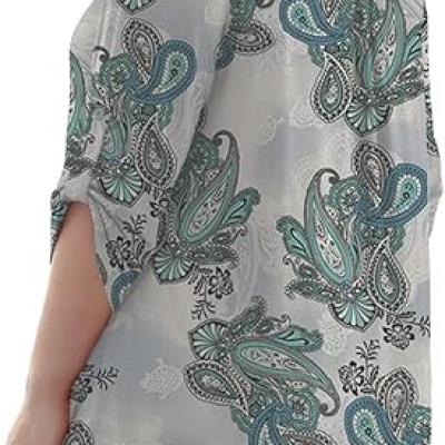 Womens Tops Dressy Casual 3/4 Sleeve Shirts Tunic Blouses Plus Size Tops for Women