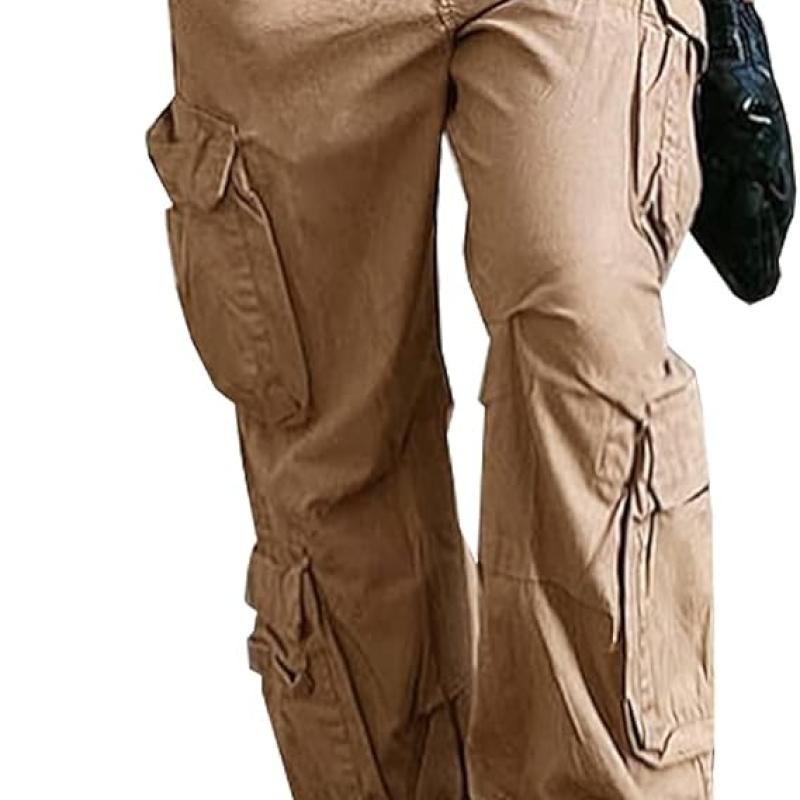 Women's High Rise Straight Leg Y2K Streetwear Cargo Pants Baggy Boyfriend Pants with Pocket