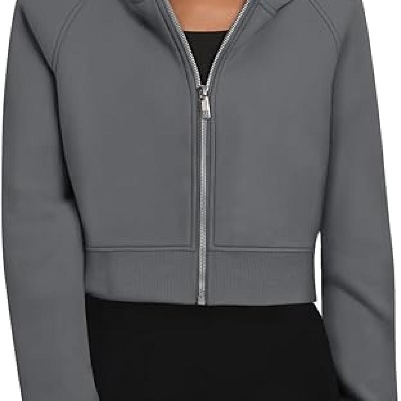 Womens Zip Up Hoodies Jackets Cropped Sweatshirts Fleece Fall Outfits Casual Comfy Y2k Tops Winter Clothes 2030