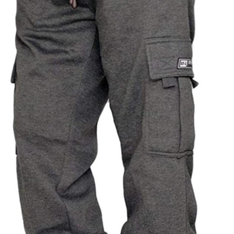 Men's Cargo Sweatpants Casual Fleece Joggers Loose Fit Open Bottom Athletic Pants for Men with Pockets