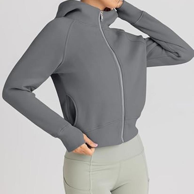 Womens Zip Up Hoodies Jackets Cropped Sweatshirts Fleece Fall Outfits Casual Comfy Y2k Tops Winter Clothes 2030