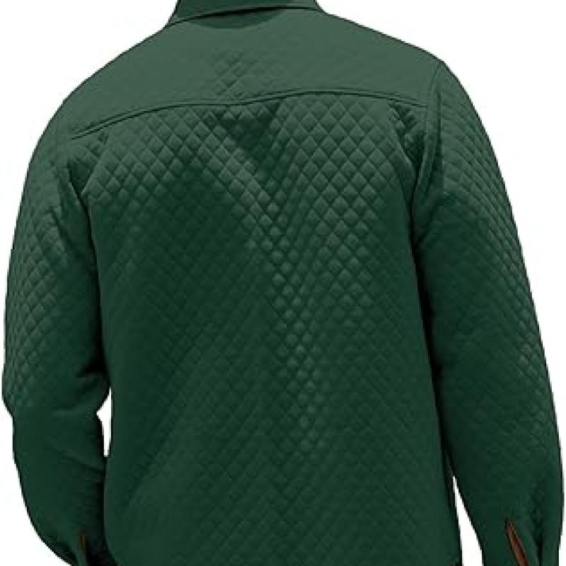 Mens Shacket Long Sleeve Shirt Jacket with Pockets Lightweight Quilted Overshirt