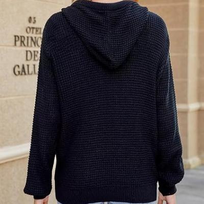 Fall Womens Oversized Hoodies Knit V Neck Sweaters Fashion Casual Pullover Tops