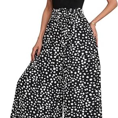 Women's Jumpsuits Dressy Casual Summer Loose Wide Leg Tank Top Jumpsuit with Belt