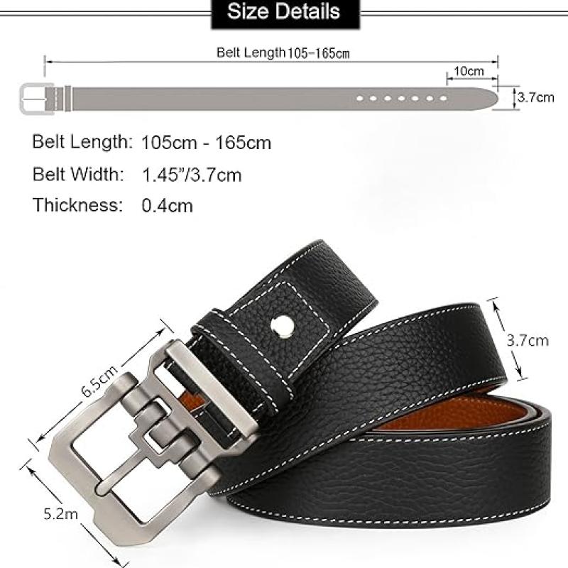 Belts for Men Big and Tall, Mens Belt Leather for Casual Jeans Dress Work All Size 28"-64" Black Brown Width