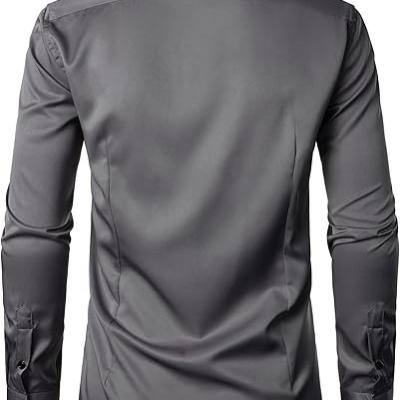 Men's Stretch Wrinkle Free Dress Shirts Formal Wedding Prom Long Sleeve Slim Fit Button Down Shirts