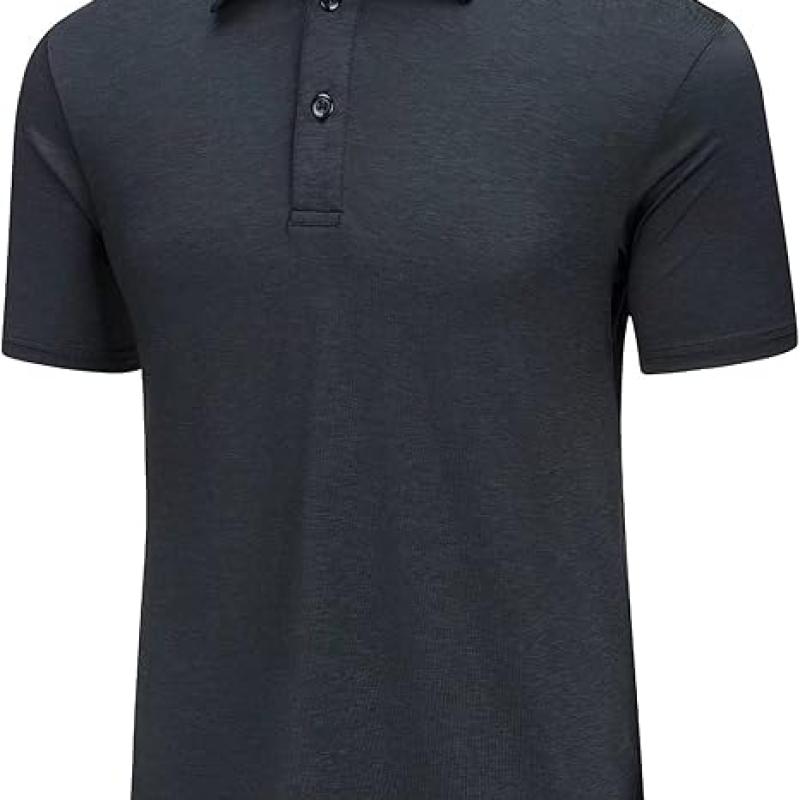 Men's Short Sleeve Polo Golf Shirts 3-Button Moisture Wicking Athletic T-Shirts Casual Collared Shirt