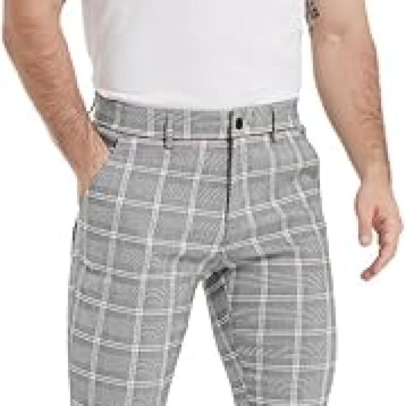Men's Plaid Pants Skinny Dress Pants for Men Skinny Chino Pants Men