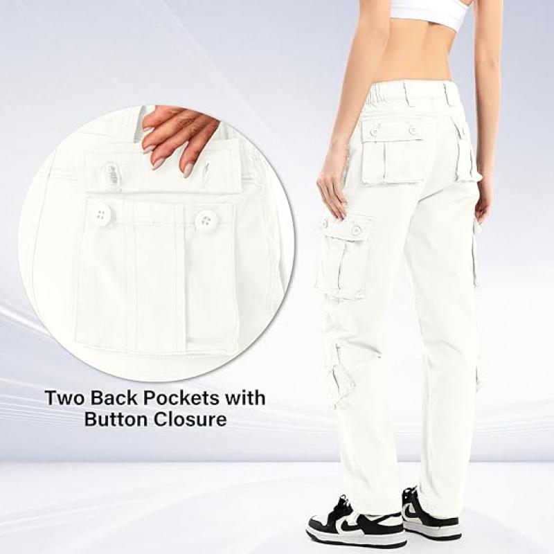 Womens Cargo Army Combat Work Pants with 8 Pockets Casual Cotton Ripstop Construction Pants