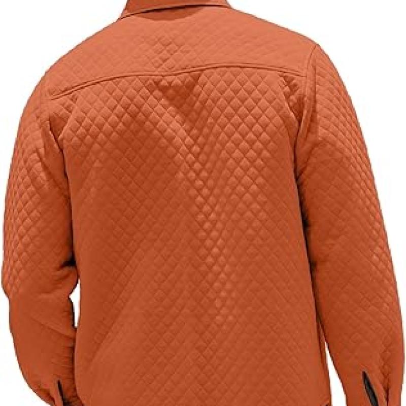 Mens Shacket Long Sleeve Shirt Jacket with Pockets Lightweight Quilted Overshirt