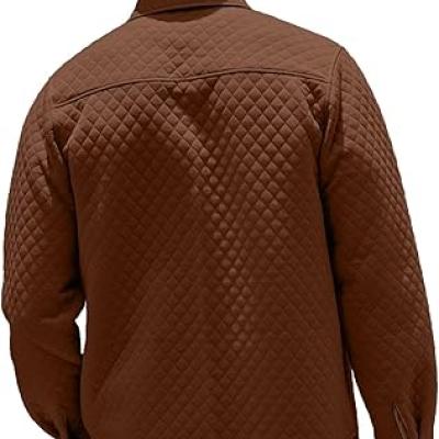 Mens Shacket Long Sleeve Shirt Jacket with Pockets Lightweight Quilted Overshirt