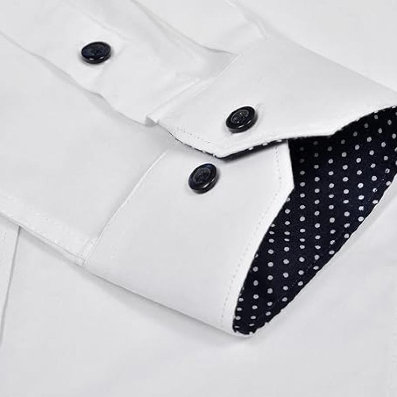 Mens Dress Shirts Regular Fit Long Sleeve Stretch Business Dress Shirts for Men