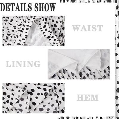 Womens Skirt Leopard Print Midi Long Shirring Pleated Skirts High Waisted A Line Skirts