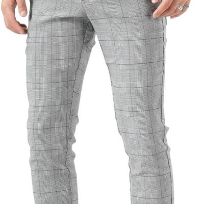 Men's Plaid Pants Skinny Dress Pants for Men Skinny Chino Pants Men